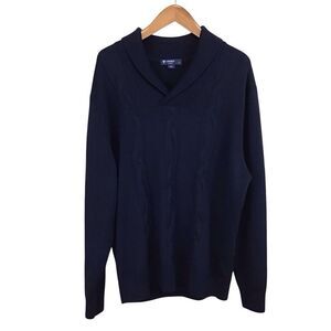 Cremieux Classics Merino Wool Sweater XL Shawl Collar Navy